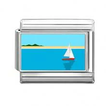 1pc DIY Photo Modular Bracelet, Decorated With Flower, Shell, Heart, Eye, Ocean Elements, Suitable As Party Gift For Friends/Couples, Applicable For Christmas, New Year, Halloween, Valentine's Day, Charming Design, Stainless Steel Jewelry, Local , Practical & Fashionable, Christmas & Halloween Essential, Autumn Tone, Christmas Style