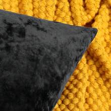 1pc Soft Velvet Dotted Textured Frosty Floral Solid Color Throw Pillow Cover, Suitable For Sofa, 18x18 Inches - Black - View 4