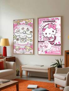 SANRIO 1张无框三丽鸥Hello Kitty和肉桂狗海报，家居装饰艺术海报，电影海报，房间装饰墙画，电视装饰海报，礼物 - 彩色 - 查看 4