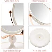 Vintage Table Mirror With Stand 8-Inch Double Sided Swivel 1X/3X Magnification Desk Mirror With Sier Style 13 Inch Height Standing Tabletop Makeup Vanity Mirror Oval - 白色和玫瑰色(1/3倍放大化妝鏡) - 查看 5