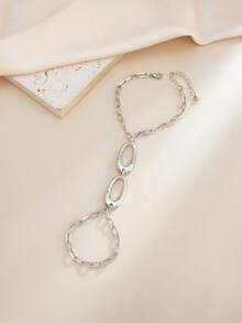 1pc Bohemian Style Asymmetrical Oval Infinity Chain Link Finger Hand Chain, Luxurious Casual Party Daily Wedding Holiday Versatile Jewelry Bracelet Gift For Women - Bracelet - View 9