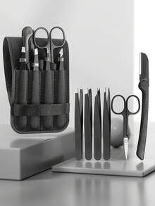 1/4/6件装不锈钢眉夹套装，配有皮套。它有4种不同的夹口形状，满足各种需求。剪刀可以修剪眉毛长度，适合修剪眉毛和粘贴假睫毛。价格实惠，眉毛修剪器，旅行必备，眉形塑造工具，镊子，1美元商品，眉毛，美容，修眉，眉钳，母亲节礼物 - 彩色 - 查看 1