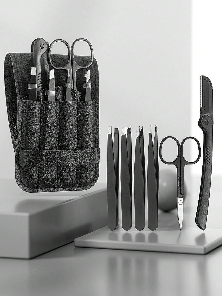 1/4/6件装不锈钢眉夹套装,配有皮套。它有4种不同的夹口形状,满足各种需求。剪刀可以修剪眉毛长度,适合修剪眉毛和粘贴假睫毛。价格实惠,眉毛修剪器,旅行必备,眉形塑造工具,镊子,1美元商品,眉毛,美容,修眉,眉钳,母亲节礼物 - 彩色 - 查看 1