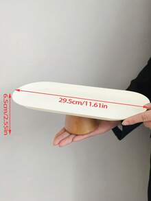 1pc Ins Style Stainless Steel Oval Cream Cake Plate, Elegant Afternoon Tea Cake High Foot Plate, Rectangular Dessert Display & Storage Tray - Multicolor - View 8