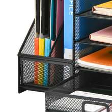 5-Tier Stationery Storage Rack - Mesh Desk Organizer With Drawers For Office