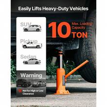 Gato hidráulico de botella de alta elevación de 10 toneladas (22 046 lb) para reparación de automóviles - 10 toneladas - Ver 2