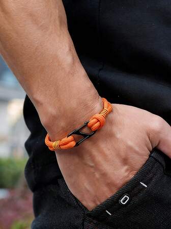 diffone Fashion Handmade 5mm Rope Braided Bracelet Black Hook Men For Male Armband Jewelry Men