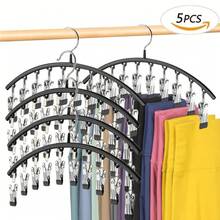Closet Leggings Organizer, Metal Hangers For Yoga Pants, 2-Pack With 10 Clips, Holds 20 Leggings, Space-Saving Hanging Closet Organizer With Rubber Closet Organizers And Storage, Black - 1 Pack - View 2