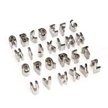 26pcs Stainless Steel Baking Tools, Letter Cookie Cutters, DIY Creative Cookie Molds, Cookie Cutter, Numeric & Alphabet Cake Molds, Numeric Cookie Cutters, Stainless Steel Icing Molds - Silver - View 1