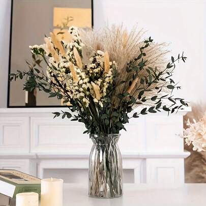 50PCS Natural Dried Pampas Grass Decor Flowers Bouquet For Home Decorations, Phragmites Wedding Decoration Arrangements