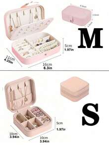 1pc PU Leather Jewelry Box, Double Layer Snap Jewelry Storage Box, Jewelry Collection Box, Ring Box, Pendant Box, Earring Box, Necklace Box, Simple Jewelry Box For Home, Portable Jewelry Box, Multi-Function Jewelry Box, Multi-Compartment Jewelry Display Box, Suitable For Vacation, Beach, Bathroom, Bedroom - Multicolor - View 11