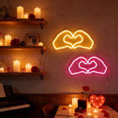 LED Heart-Shaped Neon Light Wall Decor, Battery/USB Powered Romantic Fairy Lamp For Home, Valentine's Day, Holiday, Party, Wedding, Bedroom, Living Room Decoration