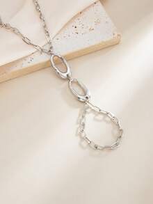 1pc Bohemian Style Asymmetrical Oval Infinity Chain Link Finger Hand Chain, Luxurious Casual Party Daily Wedding Holiday Versatile Jewelry Bracelet Gift For Women - Bracelet - View 7