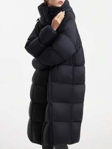 CAMEL CROWN Women's Long Down Jacket, Thick Design, Suitable For Autumn/Winter, Warm, Hooded, Down Filled, Waterproof, Insulated - Phantom Black - View 4