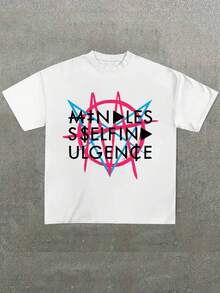 Vintage Idol Gift Fot You,Casual Print,Comfortable And Versatile,Letter Pattern Pure Cotton 220g Printed T-Shirt - 白色 - 查看 1