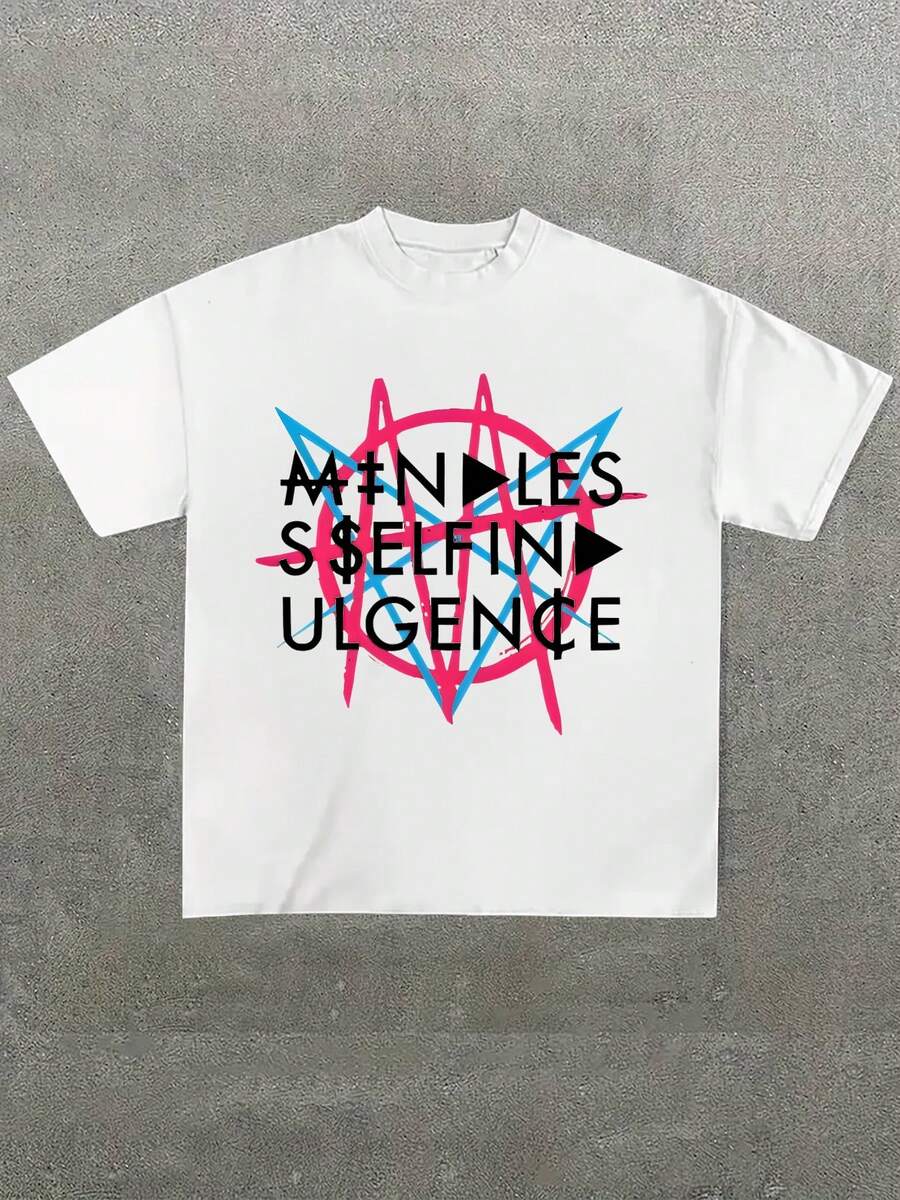 Vintage Idol Gift Fot You,Casual Print,Comfortable And Versatile,Letter Pattern Pure Cotton 220g Printed T-Shirt - 白色 - 查看 1