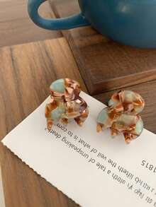 2个/套迷你醋酸纤维发夹，甜美可爱小发夹，女士发饰，休闲秋冬假日装扮时尚爪夹优雅发爪休闲发夹美发夹 - 多色 - 查看 10