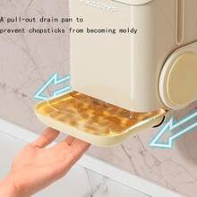 1pc Wall-Mounted Chopsticks Storage Box, Cutlery Organizer Rack, Kitchen Utensil Holder With Drain, Chopsticks & Spoon Container