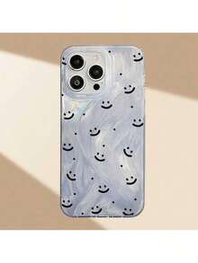 Diseño de patrón de hilo de pluma artística con puntos de sonrisa negra, resistente a golpes, ultrafino y protector, adecuado para teléfonos inteligentes, con carcasa suave para for 16151413121178SePlusPro MaxXXsXsmaxXr, ideal como regalo de cumpleaños o decorativo para una novia, novio, amigo o incluso - Plateado - Ver 2