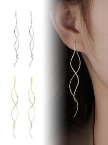 Minimalist Wavy Earrings, Elegant And Versatile, Lightweight Luxury Earrings, Slimming Face Design, Suitable For Women In Summer - Multicolor - View 13