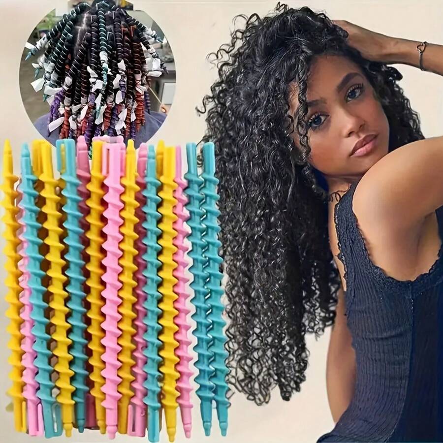 15pcs Color Random, Long Hair Spiral Curling Iron, Curling Tool, DIY Hair Styling Curling Iron - 大型目標 - 查看 1