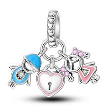 S925 Silver Plated Fashionable Charm Couple Pendant, Women's Jewelry, Suitable For Daily Wear And Gift Giving, New Women's Series, Personalized Gift. Valentine's Day, New Year, Carnival - Multicolor - View 14