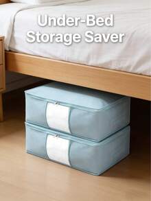 Large Storage Bag - Canvas Wardrobe Storage Bag With Reinforced Handles, Waterproof, Multipurpose, Foldable And Timeless Design For Storing Clothes, Blankets, Quilts, Bedding - Grey, Under Bed Storage - Multicolor - View 4