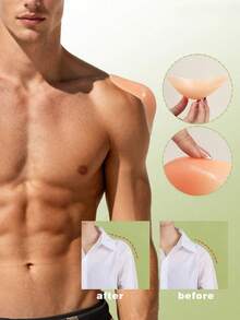 2/4pcs Silicone Shoulder Pads, Thickened & Widened, Washable & Reusable, Enhance Shoulder & Bust Line, Men's Clothing Accessory