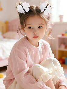 2 chiếc kẹp tóc nơ bằng vải jacquard màu trắng, kẹp tóc hình cá sấu, phụ kiện tóc thời trang phù hợp cho bé gái, trẻ em, bạn thân, du lịch xuân/hè, đám cưới, quà tặng dự tiệc. - trắng - Xem 2