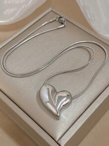 1件简约金色心形吊坠项链，经典永恒的心形项链，时尚礼物，适合生日、周年纪念日、情人节及浪漫场合，男女皆宜，情人节礼物 - 彩色 - 查看 2