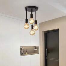 A Modern Four Headed Chandelier In Black Suitable For Bedrooms, Dining Rooms, Living Rooms, Hallways, And Ceiling Installations - 1 PACK - View 8