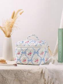 1件個性化刺繡花卉化妝包/收納袋，大容量，多功能客製化禮物，伴娘禮物，伴娘邀請禮物，單身派對禮物，旅行收納袋，母親節禮物，送給她的禮物 - 彩色 - 查看 9