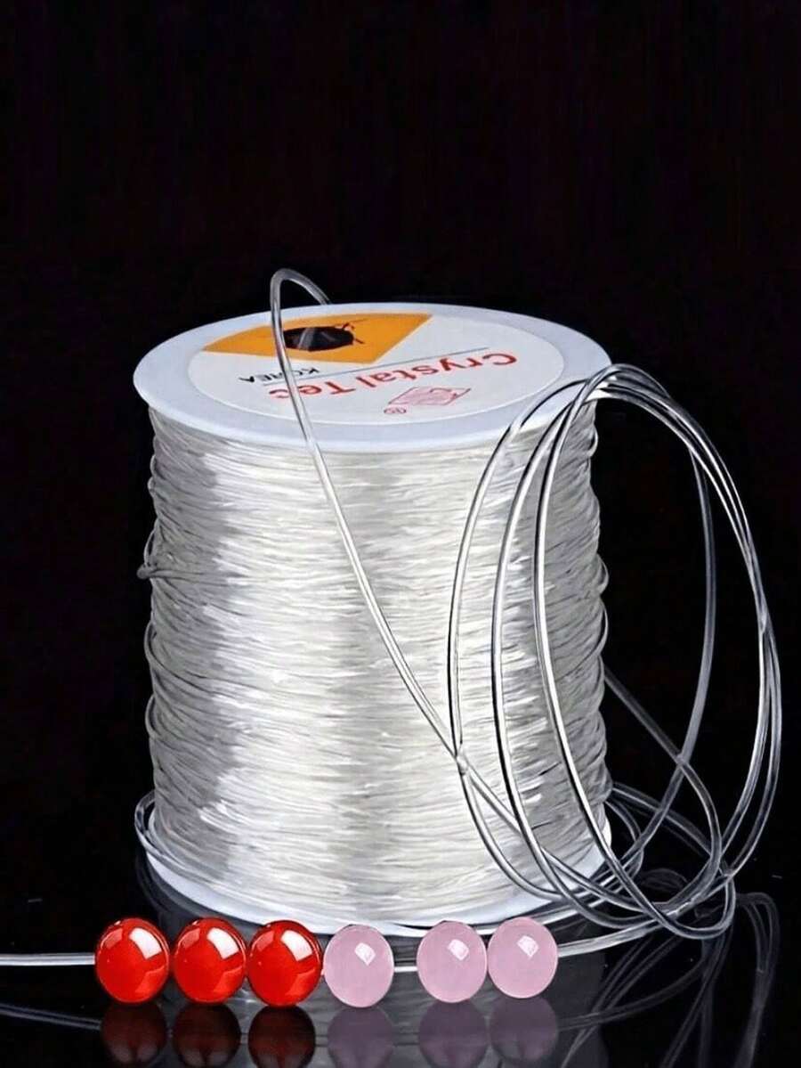 100m Elastic Cord, For Bracelet Making - 0.5-0.8mm Elastic Cord With Shiny Crystals, Polyester-Spandex Blend, Suitable For Jewelry Beading, Party Balloon Decor - Sturdy Small Knots, Glossy Luster, For Bracelet, DIY Bracelet Necklace Beading Crafts - Multicolor - View 1