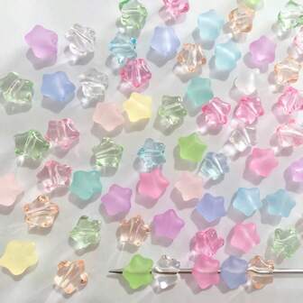 亚克力高透明星形横孔五角星散珠手链手机链吊坠手链脚链吊坠DIY串珠首饰配件