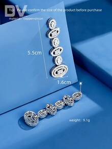 DV JEWELRY 1 Đôi bông tai mặt dây chuyền mạ vàng trắng đính đá Cubic Zirconia cao cấp, món quà trang sức thanh lịch dành cho phái nữ, thích hợp cho hẹn hò, đám cưới, tiệc tùng, kỷ niệm, kèm hộp quà. - Bạc - Xem 4