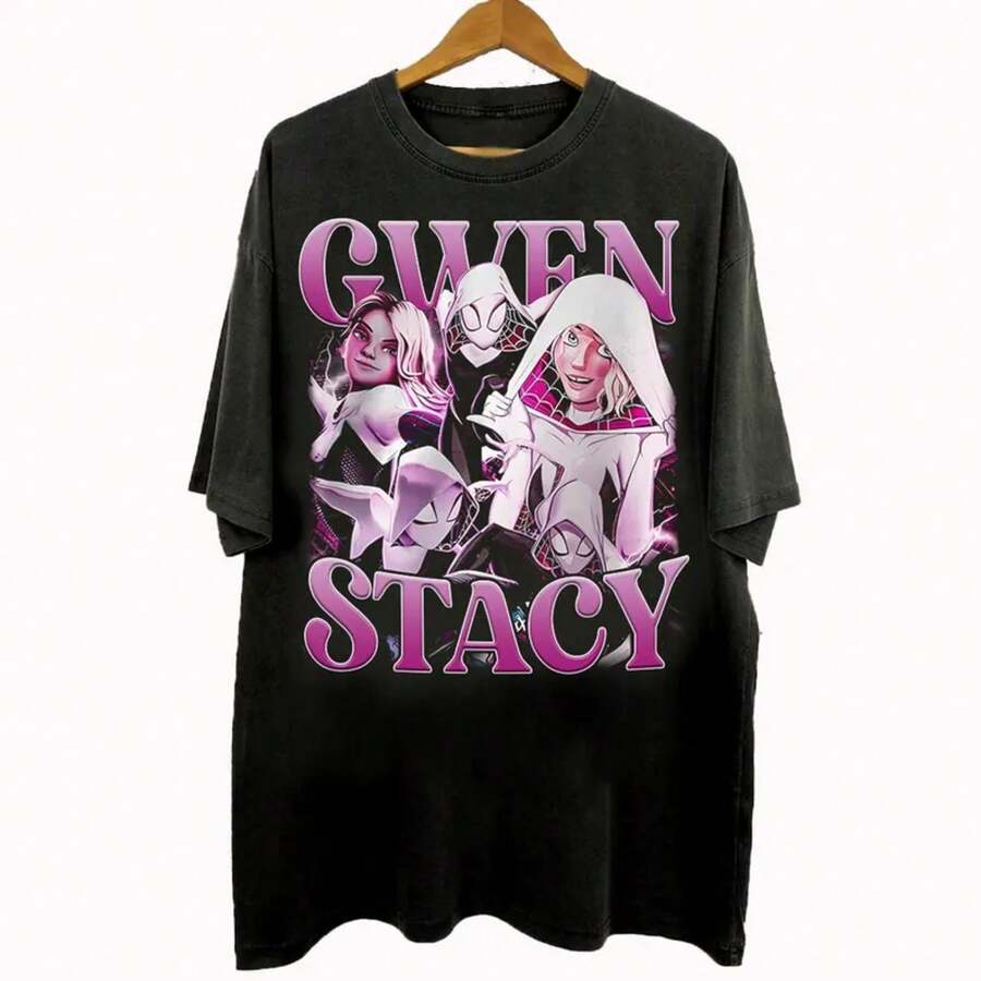 Vintage 90s Bootleg Style Gwen Stacy T-Shirt, Gwen Stacy Gifts For Men And Women Unisex T-Shirt - 黑色 - 查看 1