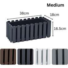 Window Box Flower Pot Planter 2 Sizes 4 Colours Rustic Slat Farm House Design Rectangle Garden Patio Decoration Pot - White - View 3