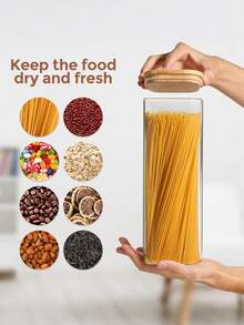 1个竹盖密封罐，透明食品罐，适用于家庭厨房，可冷藏保鲜，容量可选500毫升、1000毫升、1500毫升，可存放各种谷物、糖果、意面、坚果和零食等，厨房收纳用品，可置于冰箱冷藏保鲜。 - 摩卡棕 - 查看 9