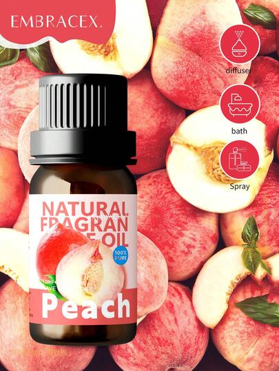 EMBRACEX. 10毫升桃子香氛精油，浓郁清新，价格实惠，适用于车载香薰机，持久留香，舒缓身心，可用于香薰机、家居香氛产品，适用于卧室、客厅、厨房、办公室 - 水溶性