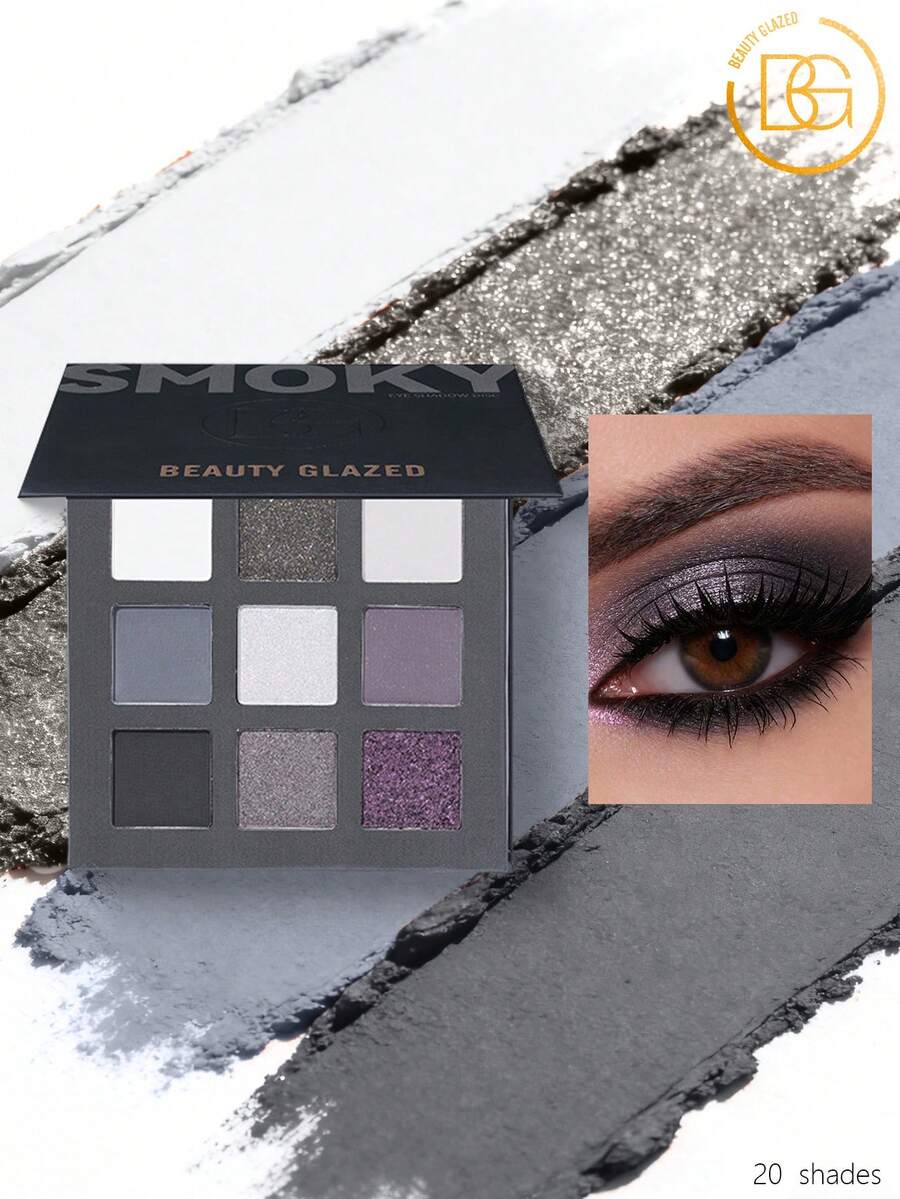 beauty glazed 9-Color Eyeshadow Palette, High Pigmentation, Matte, Shimmer, Natural Smokey, Glitter, Cream & Powder Textures, Waterproof Makeup Palette - #P - 查看 1