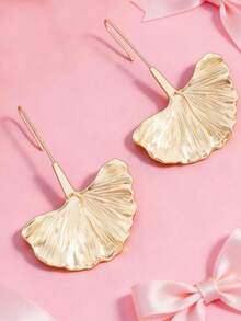 1对复古优雅银杏叶造型耳环，百搭休闲时尚创意叶子耳环