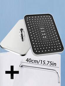 12-Inch Square Modern Wall-Mounted Shower Head, High-Pressure High-Flow Rainfall Shower Head, Durable Plastic Construction With Chrome-Plated Finish, Provides Full-Body Coverage And Spa-Like Shower Experience - Multicolor - View 19