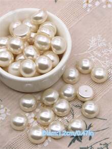 50 piezas de cuentas de perlas ABS falsas, adecuadas para ropa, sombreros, manualidades, accesorios decorativos, partes de cajas de cosméticos, decoraciones de regalos, rellenos de cajas de regalos, etc. - Blanco - Ver 2
