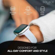 Solace Bands Imperium Adapt Wide Adjustable Nylon Braided Watch Band - Compatible With All Watches - Solace Watch Bands For Women & Men - Smart Watches Band Series 11-1, Ultra, SE - Màu xanh da trời - Xem 9