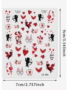 1-2PCS Valentine's Day Nail Stickers Featuring Couple Hearts, Roses, Butterflies, Bows, Angels, And Bows - Jelly Stickers Suitable For High-Quality DIY Decorative Stickers On Phone Cases, Laptops, Tablets, Water Bottles, Etc.