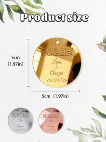 情人節客製化婚禮禮物，客製化婚禮 Save The Date 吊牌，個性化婚禮禮品袋吊牌，壓克力鏡面姓名標籤吊牌 - 彩色 - 查看 7
