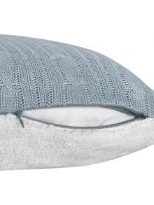 Almohada de Punto Trenzado con Respaldo Sherpa, 18 x 18 Pulgadas - azul - Ver 7