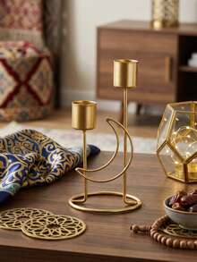 1pc Retro Iron Candle Holder, Metal Decor, Luxury Candlestick, Minimalist Design, Suitable For Home Decor, Romantic Dinner, Star & Moon Lantern Shape - Multicolor - View 15