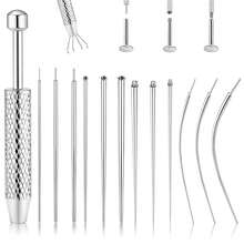 Juego de herramientas de perforación de acero inoxidable de 14G, 16G, 18G y 20G con fondo plano - Herramientas de perforación y agarre cónicas y esféricas para reemplazo de joyas, con rosca interna, externa y de Body adecuadas para oreja/nariz/ombligo/pecho/labio/ceja/lengua y otras partes - Multicolor - Ver 6