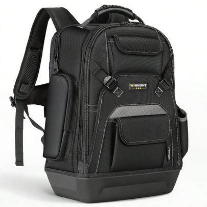 WINHUNT Heavy-Duty Tool Backpack For Men - Wide Wear-Resistant Application, Multiple Compartments & Padded Straps, Durable Tool Storage Organizer Bag For Electricians, Construction Workers, Job Site & Outdoor Use, Work Backpack